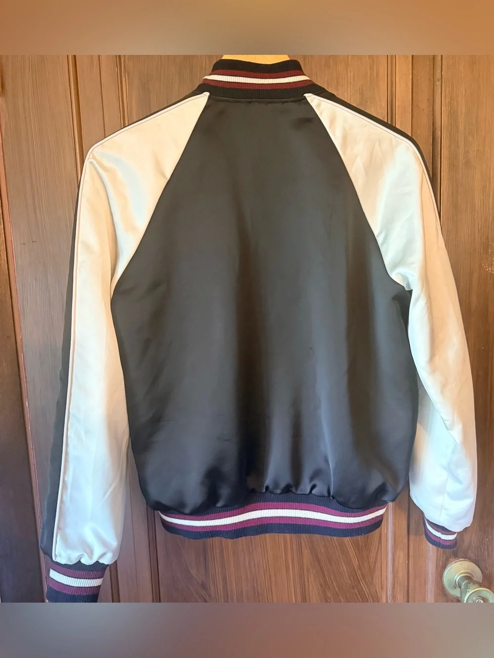 COACH Women’s Bomber REVERSIBLE Varsity Jacket Floral Print Colorblock Satin